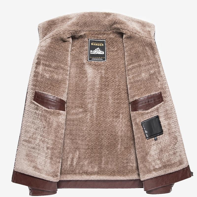Herbst und Winter Herren Schaffell Ledermantel Plüsch verdicktes Fell One Herrenmantel Business Casual Jacke