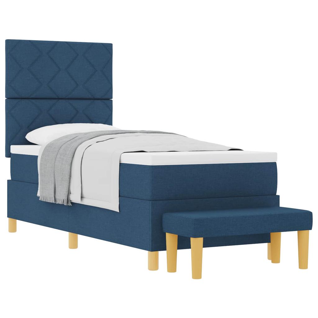 Box Spring Bed with Headboard Blue 200 x 80 cm Fabric