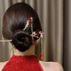 Retro Red Hair Stick Chinese Style Hanfu Tassel Women Flowers Chopsticks Alloy Hairpin Woman Jewelry Hair Clip Accessories