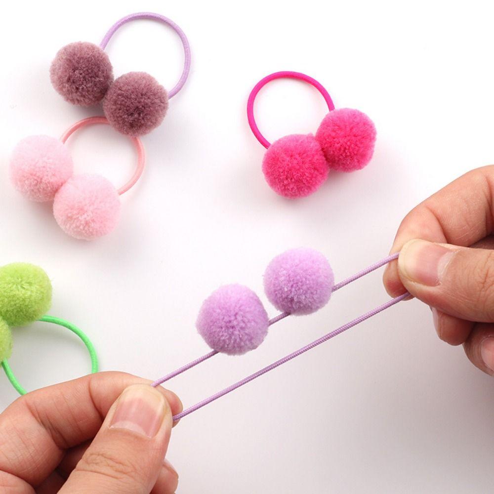10pcs Double Plush Ball Pets Grooming Bows Plush Dog Hair Rope Pet Elastic Hair Bands Grooming