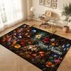Mushroom Forest Theme Crystal Velvet Floor Rug Personalized Custom Name Text Warm Carpet Home Decoration