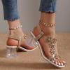 Transparent Thick Heeled Sandals From Europe and America 2024 Summer New Fashion Simple Design Sense Daily Women's High Heels