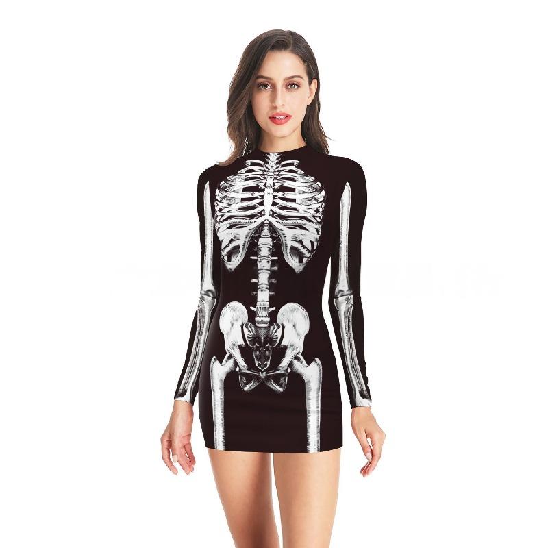 European And American Halloween Sexy Tights Gala Party Women'S Clothing, Long Sleeve Dresses