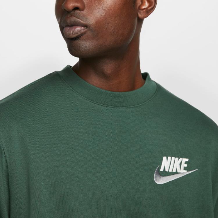 Nike Club Logo Embroidered Crewneck Sweatshirt Men Tops Olive-Green FB7684-323