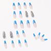 Blue French full diamond presson nail wear nail art finished fake nail removable nail patch