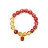 Luminous Red Agate God of Wealth Bracelet with Gold Foil and Incense Ash Glaze