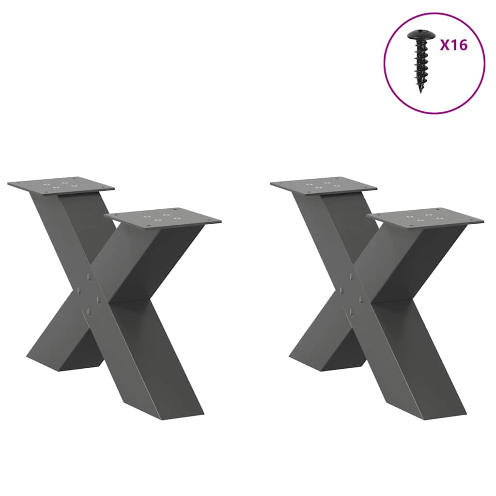 Vidaxl Coffee Table Legs, 2 Pcs, Anthracite, 60X(30-31) Cm, Steel