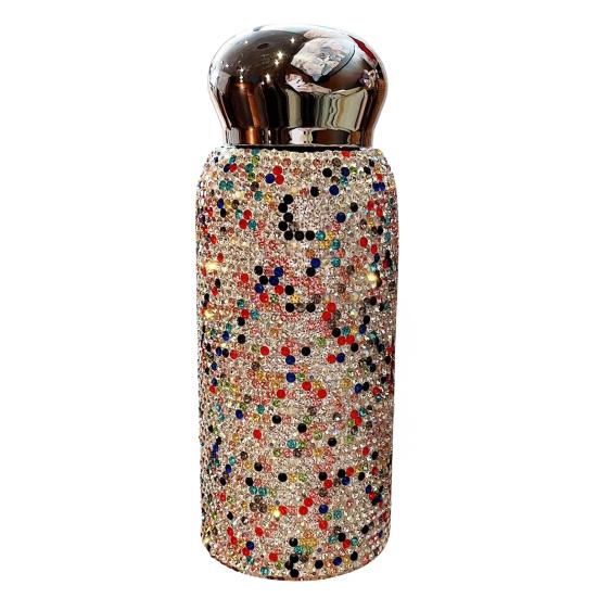 Rhinestone Thermal Cup Stainless Steel Mini Insulated Bottle Portable Bling Travel Mug Luxury Gift for Women