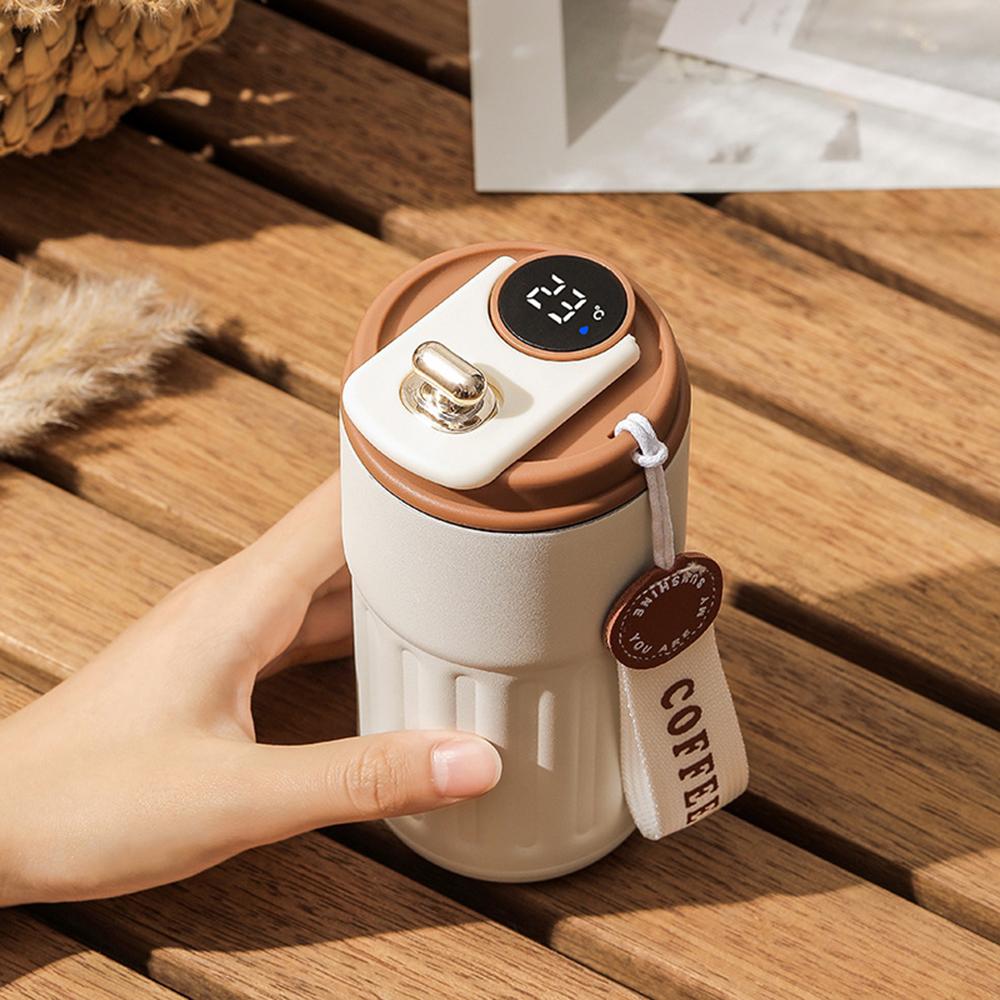 Stainless Steel Coffee Mug With Digital Display Leakproof Insulated Water Cup Gift For Birthday