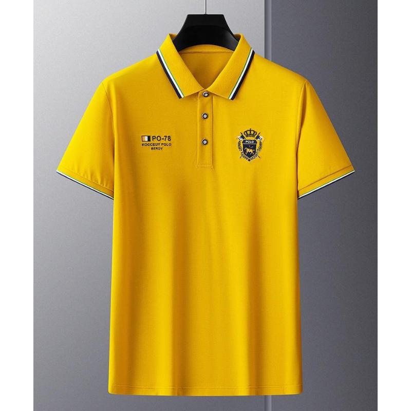 Yaz Kore Moda erkek Polo Gömlek İşlemeli Yaka Yaka Kısa Kollu Üstler