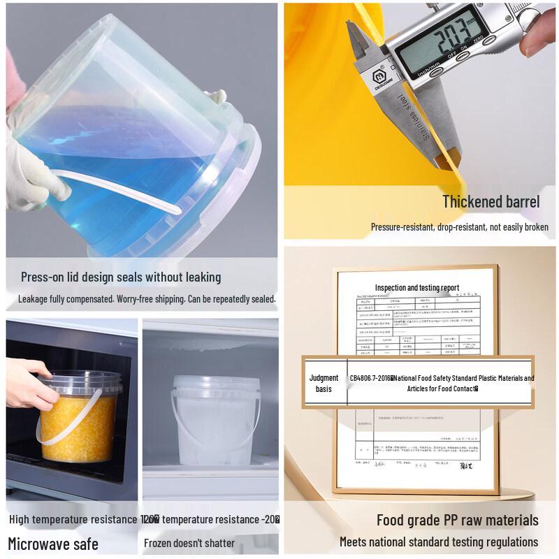 ZISIZ Food-Grade Round Plastic Storage Bucket with Lid