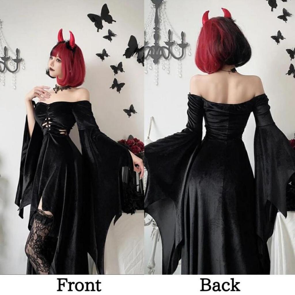 JUNDOMECY Sexy Black Witch Cosplay Costume for and Wizard Plus Includes Long and Knee Perfect for Halloween Stage School Cultural and Recitals