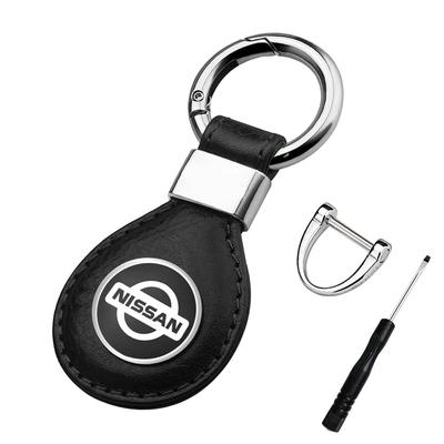MSWLED Modische Schlüsselanhänger Echte Leder Schlüssel Tasche Leder Anhänger Auto Logo Schlüsselanhänger, Nissan
