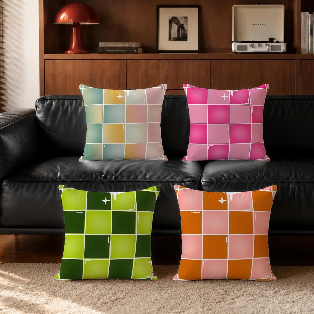 Art S Sternen-Schachbrettmuster Kissenbezug Kissenbezug Set Stk x x x Kissenbezug Dekorativ Sofa Heimdeko