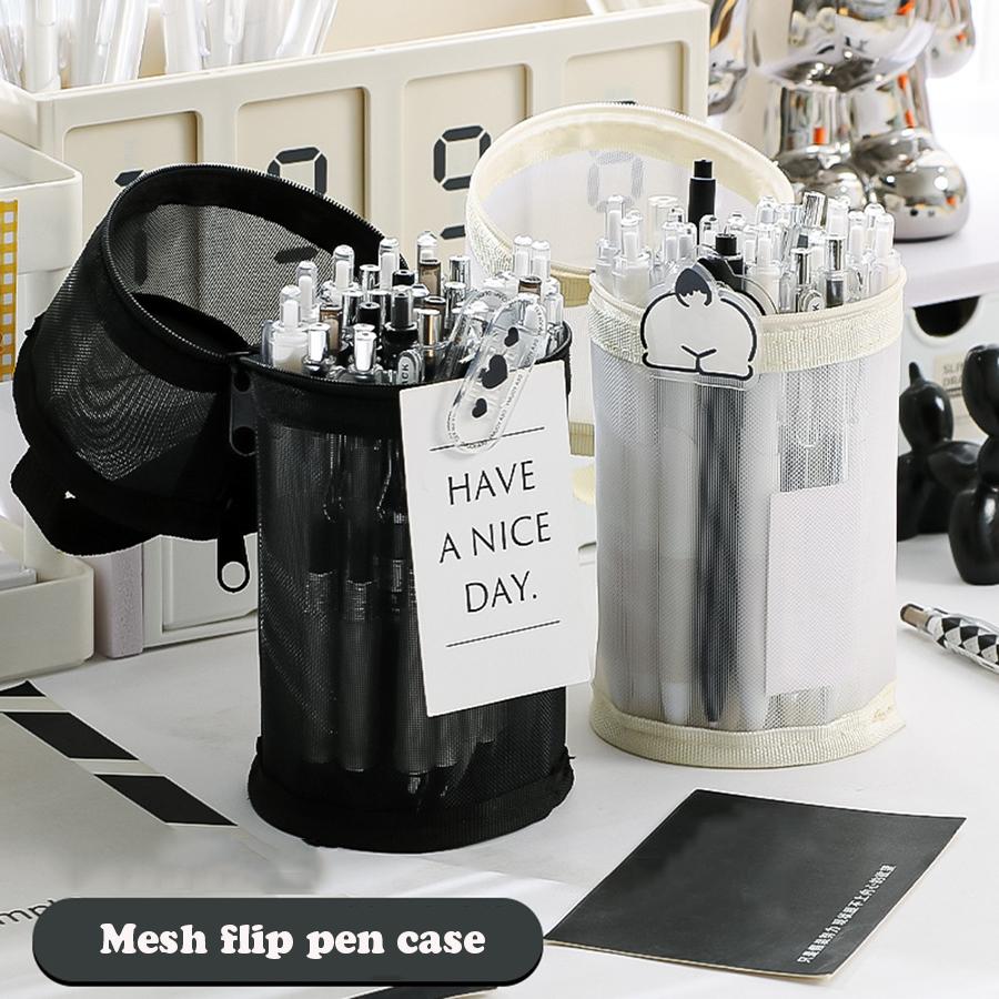 Simple Pen Holder Type Student Pencil Case High-value Cylindrical Pencil Case Large-capacity Transparent Storage Stationery Box