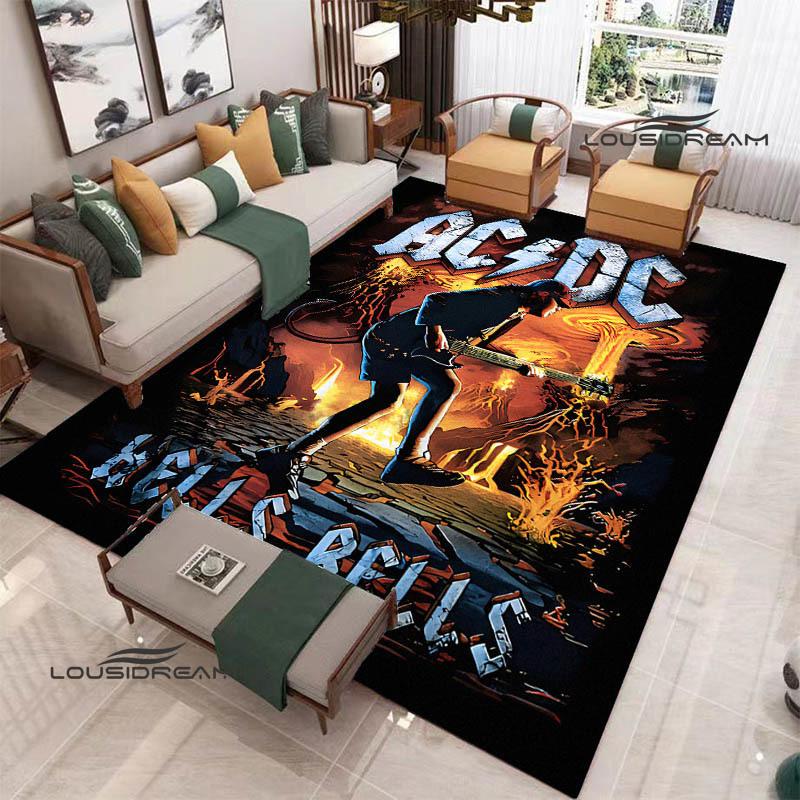 3D Rock Band AC/DC Printed Carpet Yoga Mat Non-slip Carpet Kitchen Mat Room Decor Carpets for Living Room Area Rug Birthday Gift