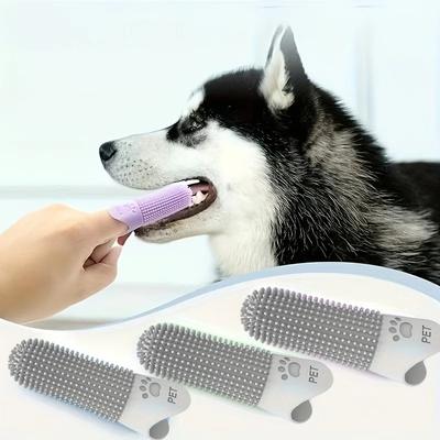 1/3pcs Dog Finger Toothbrush Silicone, Pet Dental Care Tool for Teeth Cleaning, 360 Design for Small & Large Breeds