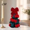 Non-deformable Velvet Fabric Bow Christmas Tree Decoration, Shaped Decoration Tabletop Ornament for Fireplace Dining Table Window Holiday Decor