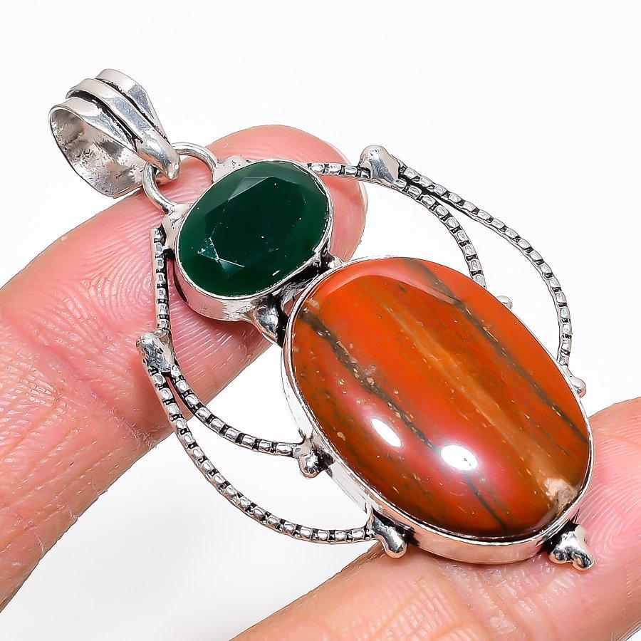 

Натуральний Червоний Зміїний Шкіра Дорогоцінний Камінь 925 Срібло Ювелірний Кулон 2.29 AP-14003