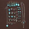 Set de Joyería Bohemia de Turquesa de 44 Piezas para Mujer Vintage Set de Pendientes Anillo Collar de Girasol Corazón Joyería de Turquesa Natural Regalo