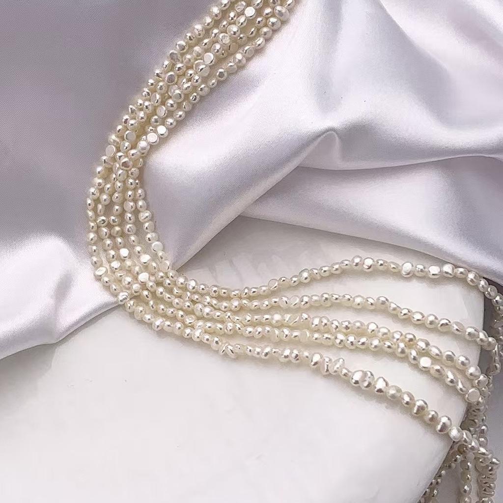 1String, White Natural Freshwater Pearls, Handmade Rice Shape Pearl Beads, 3.5-4.5mm, for DIY Necklace, Jewelry Making Crafts, Length 36 Cm