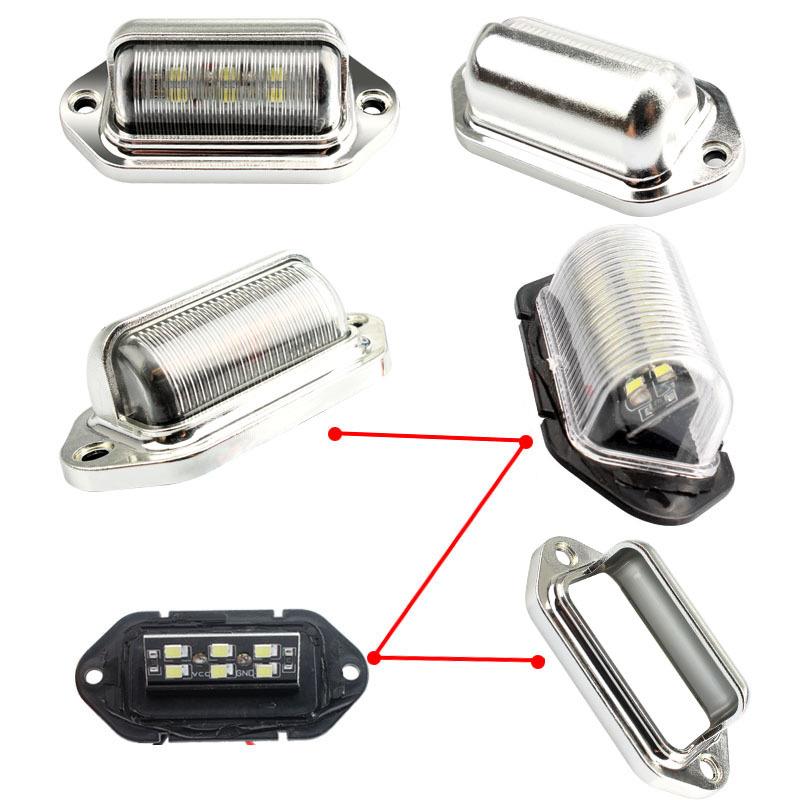 2PCS 6 LED Car License Number Plate Light For SUV Truck Trailer Van Tag Step Lamp White Bulbs Car Products License Plate Lights License Plate Lights