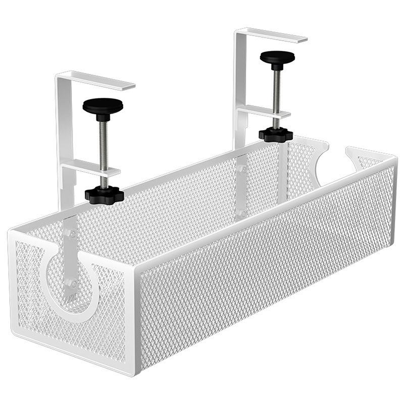 Подстольный лоток для прокладки кабелей Без сверления Стальной настольный органайзер для кабелей Лоток для прокладки проводов Стойка для прокладки кабелей Полка для хранения белый