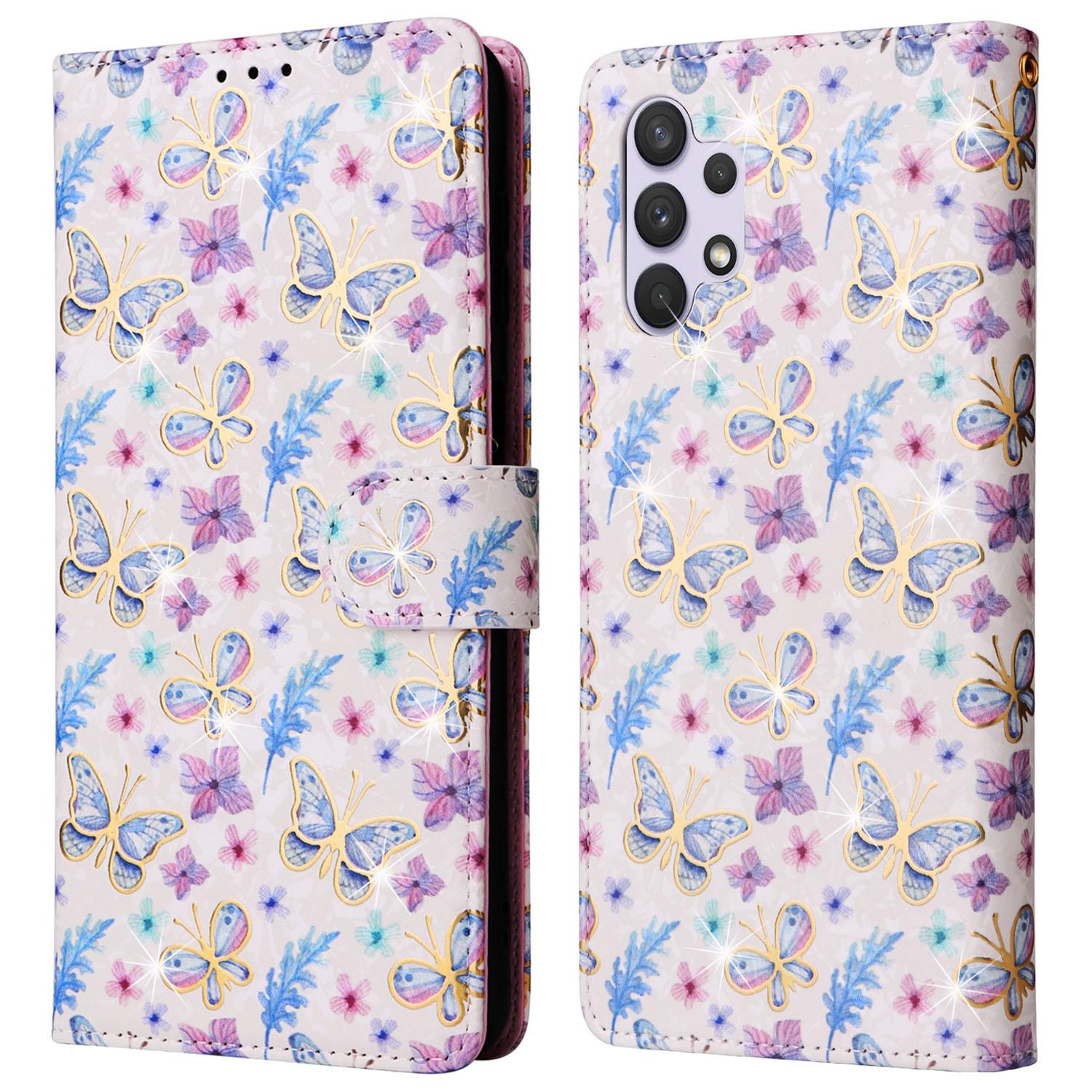 

Для Samsung Galaxy A32 4G (Версія ЄС) Чохол Шкіряний з Квітковим Дизайном та RFID-захистом Butterfly Flower