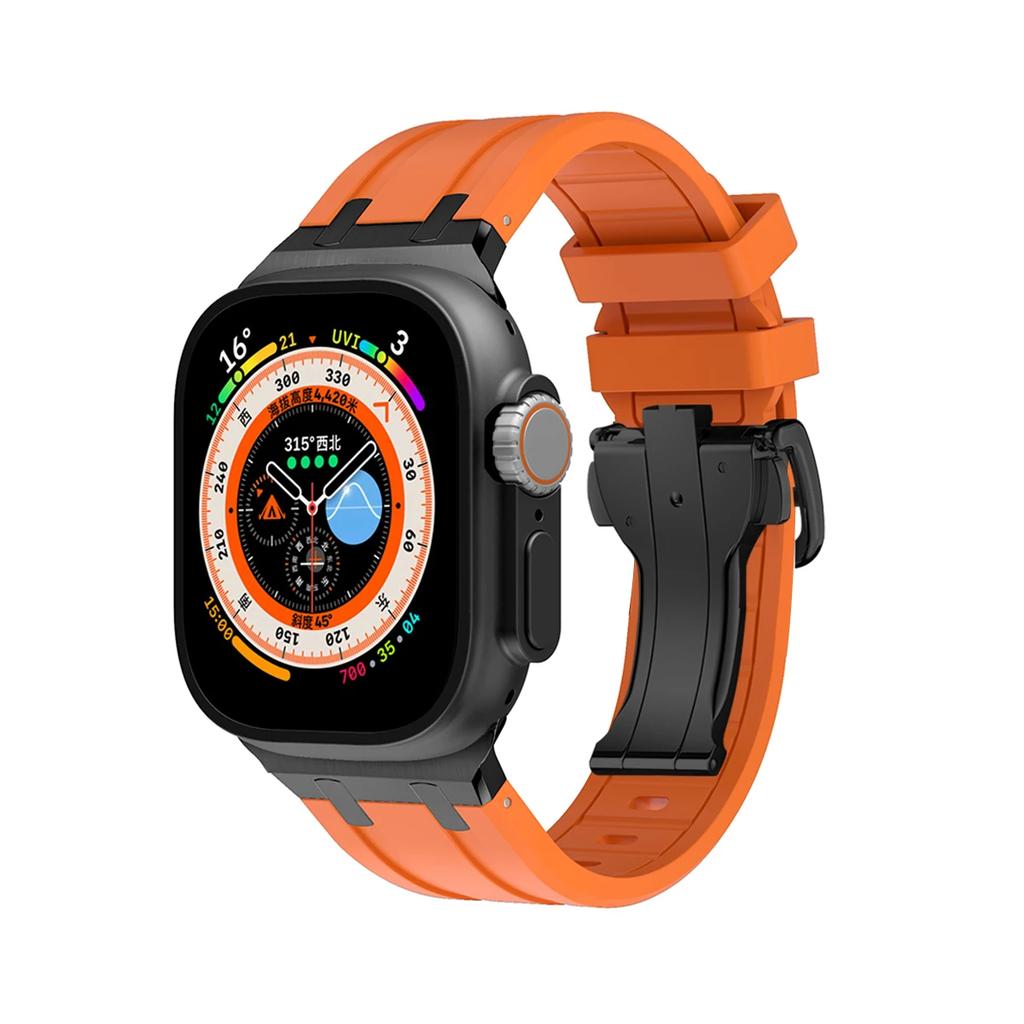 Soft Silicone Strap For Apple Watch Ultra 2 1 49mm Series 9 8 7 41 45mm Rubber Band For iWatch 6 5 4 se 42mm 44mm Mens Bracelet