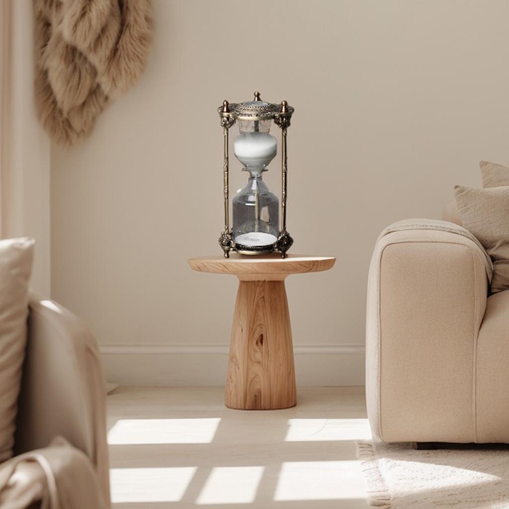 Vintage Glass and Metal Hourglass 15/30 Minutes Sand Timer for Living Room Decoration Engraved Rotating Sand Clock Stand