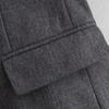 Women Fashion with Pockets Grey Single Button Blazer Vintage Notched Neck Long Sleeves Female Chic Lady