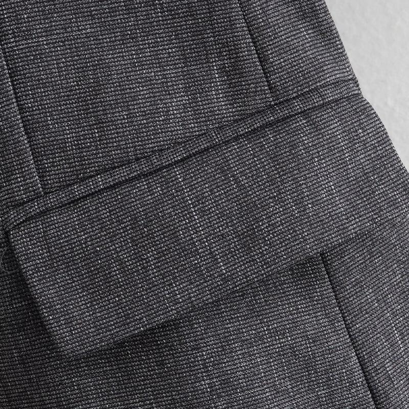 Women Fashion with Pockets Grey Single Button Blazer Vintage Notched Neck Long Sleeves Female Chic Lady