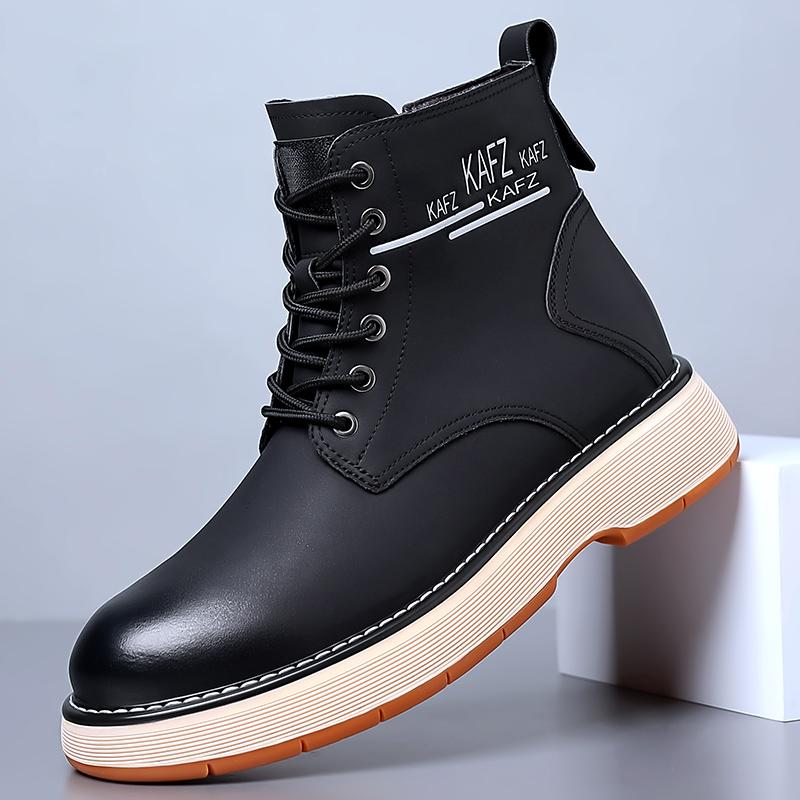Fashion 2024 Classic New Men's Genuine Leather Boots Thick Sole Men's High Top Shoes Men's Fashion Knight Boots Outdoor Men's Work Boots