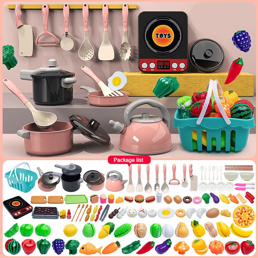 Large Kids Play Kitchen Set – Pretend Cooking Toy Sets With Pots, Utensils, Stove & Food Accessories For Role Play