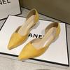 French temperament evening pointed head back low heel single shoes women's new skirt fairy yellow bag head sandals women's summer