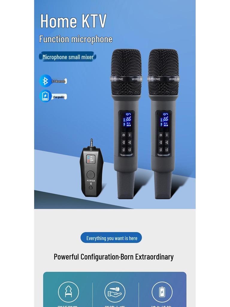 Universal Wireless Bluetooth Microphone with Rechargeable Battery and Professional Reverb for Singing and Live Stage Performances