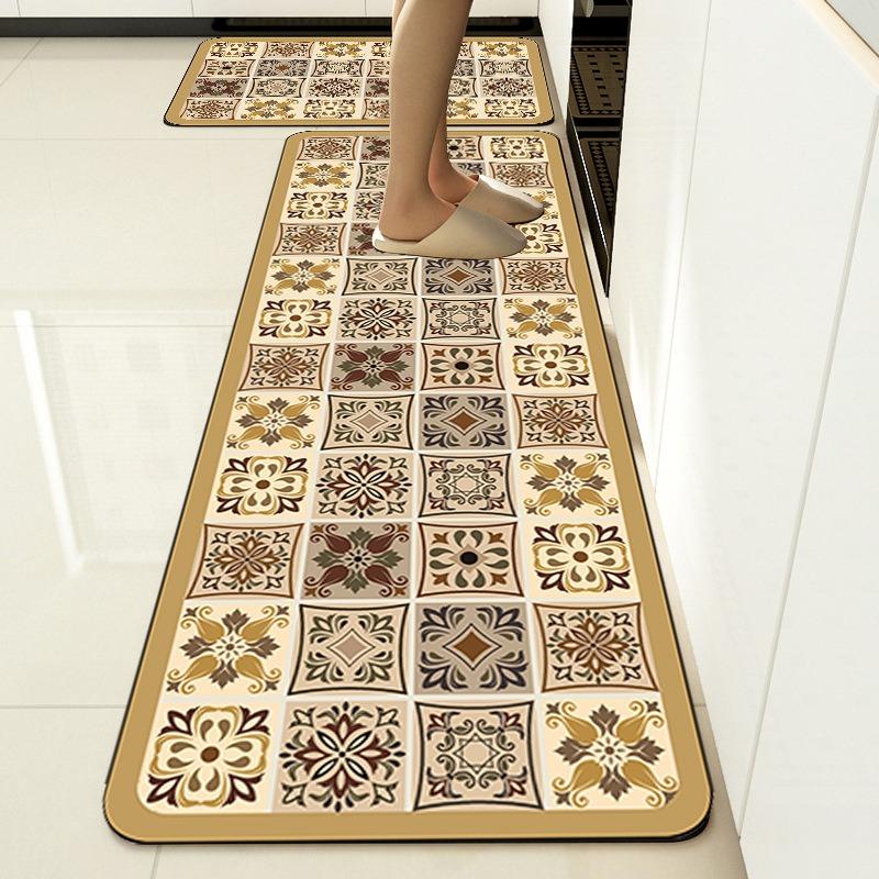 PVC Leather Non-slip Floor Mat, Colorful Carpet, Oil-proof Rug, Long Strip, Home Decoration, American Carpet, Kitchen
