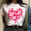 Short Sleeve 90S Ladies Comfortable Clothes Custom T-Shirt Clothes For Women Sportswear Geometric Heart Print Feminine T-Shirt