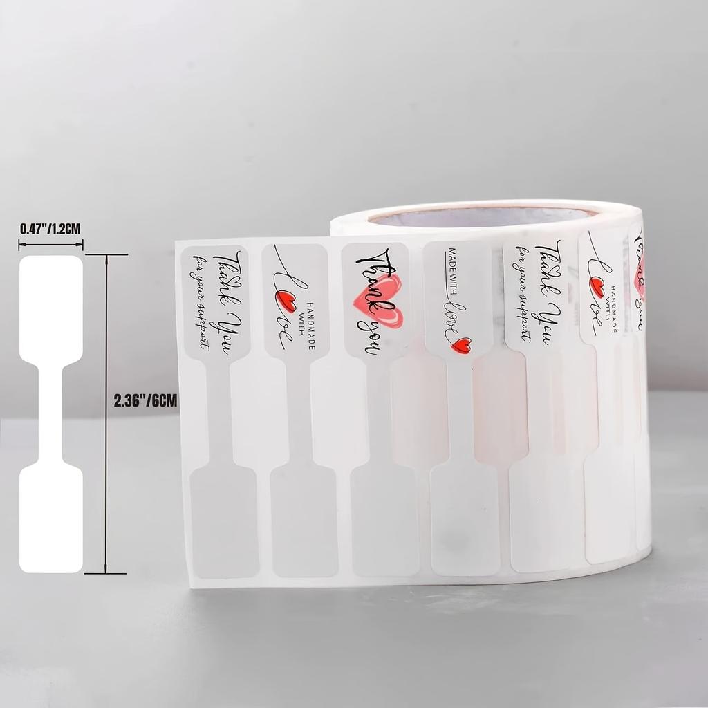 1 Roll Elegant White Self-Adhesive Jewelry Price Tags with "THANK YOU" Message - Glossy Finish, Perfect for DIY Crafts & Handmade Accessories Display