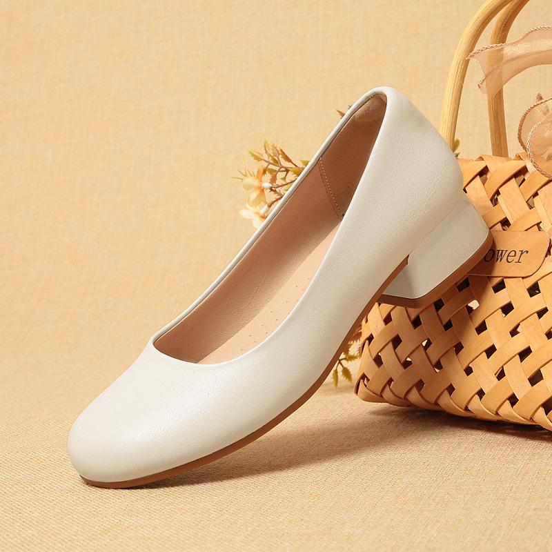 

Модная обувь на толстом каблуке с мягкой подошвой, не вызывающая усталости, черные туфли-лодочки, формальная одежда, для работы, для通勤, женская кожаная обувь, новинка 36