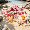 Custom Name Personalized Strawberry Shortcake Print Beach Towel, for Trip Camping Beach Party Home Decor, Birthday Gift for Family & Friends