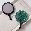 Cute Cherry Acetate Makeup Mirror Rhinestone Colorful Tree Shape Mirror Cartoon High Definition Handle Portable Mirror Girl