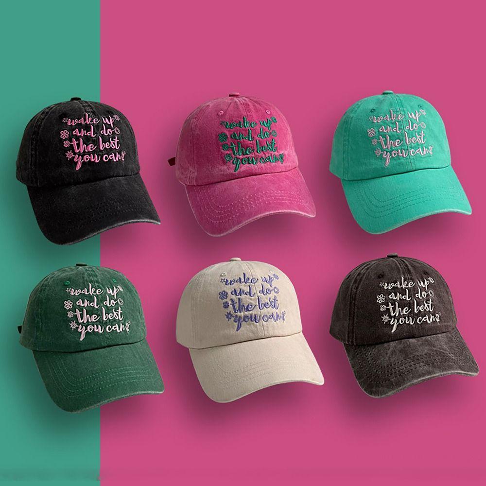 Letter Embroidered Baseball Cap Sun Protection Peaked Hat Vintage Sun Hat  Sports Outdoor