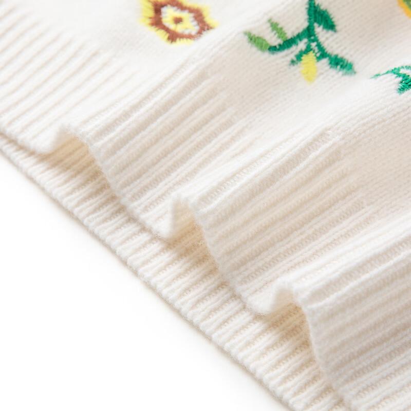 TUHUANG Women's Thick Pure Wool Embroidered Knit Sweater