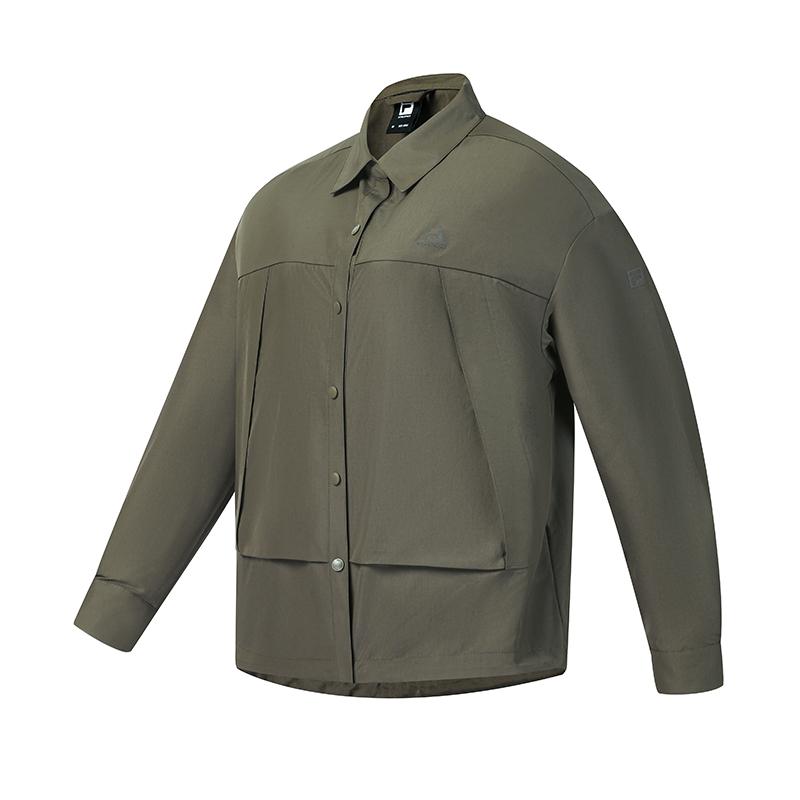 FILA Explore Trendy Minimalist Classic Retro Sports Casual Outdoor Versatile Loose Woven Long Sleeve Shirt Women shirts Asphalt A11W617401FDG S
