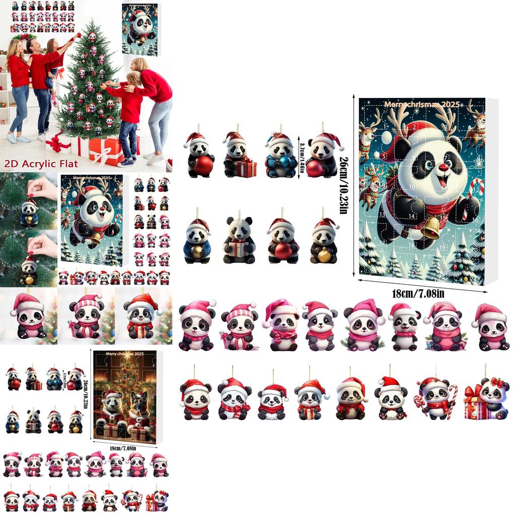 Christmas Panda Countdown Calendar With Acrylic Components And Festive Collectible Items