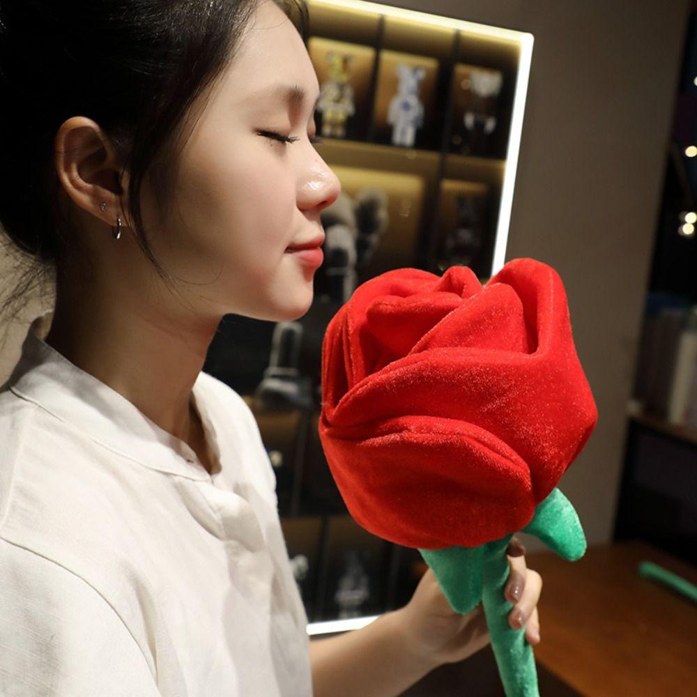 Fashion Artificial Flower Branch Red Simulation Plush Rose Rose Flower Bouquet  Birthday Gift
