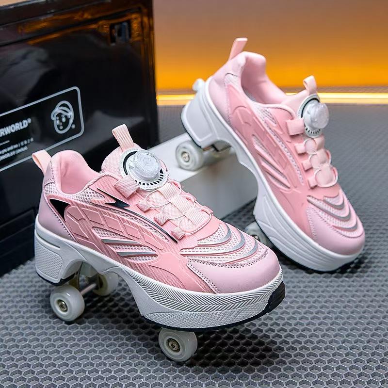 Four-wheel roller skates, extendable children s roller skates, waterproof walking shoes, outdoor roller skates kids gifts 34 розовый