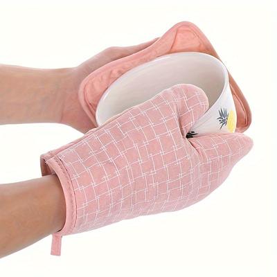2pcs Ultra Thick Heat-resistant Oven Clip and Pot Holder, 13 Inches - Durable Cotton Kitchen Gloves and Mats for Cooking, Baking