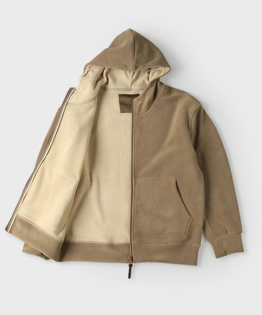 Panicale Beige Soft Fleece Zip-Up Hoodie